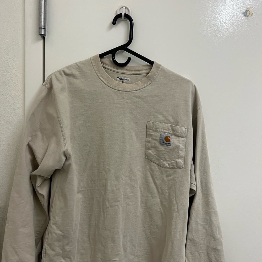 Mens Medium Carhartt Long Sleeve T-Shirt Tan